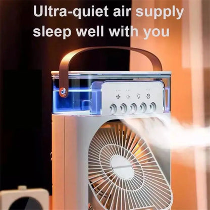 Portable Air Conditioner Fan , Humidifier With LED Night Light Water Mist Fans