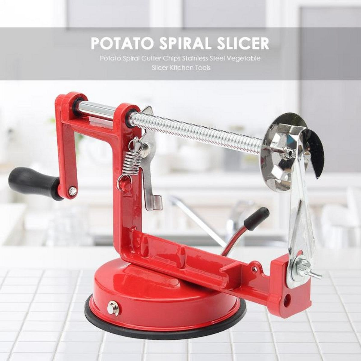 Manual Red Machine Vegetable Spiraliz Stainless Steel Twisted Potato Apple Slicer Spiral French Fry Cutter