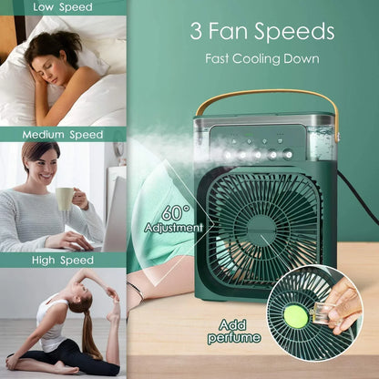 Portable Air Conditioner Fan , Humidifier With LED Night Light Water Mist Fans