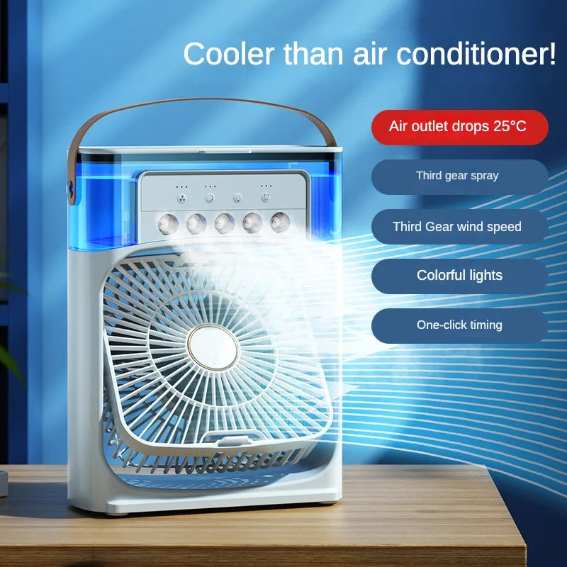 Portable Air Conditioner Fan , Humidifier With LED Night Light Water Mist Fans