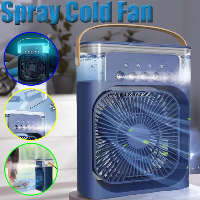Portable Air Conditioner Fan , Humidifier With LED Night Light Water Mist Fans