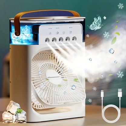 Portable Air Conditioner Fan , Humidifier With LED Night Light Water Mist Fans